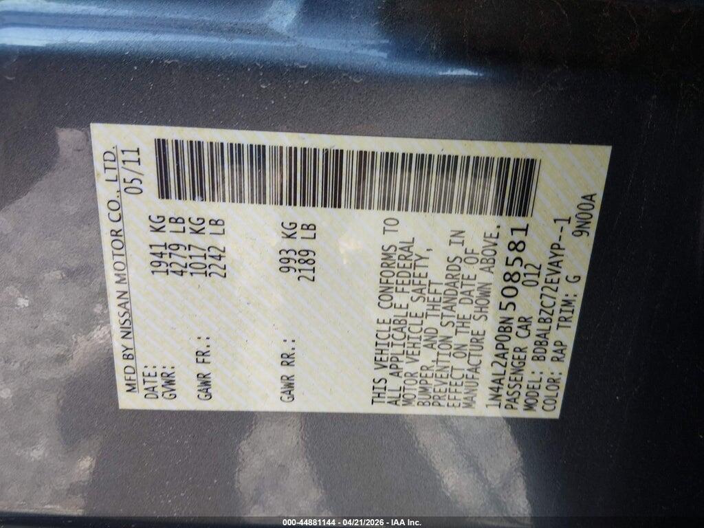 1N4AL2AP0BN508581 2011 NISSAN ALTIMA photo no. 9