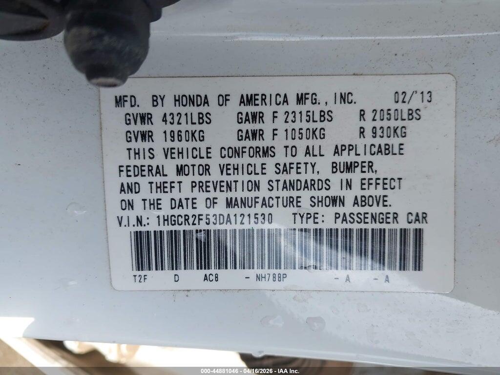 1HGCR2F53DA121530 2013 HONDA ACCORD photo no. 9