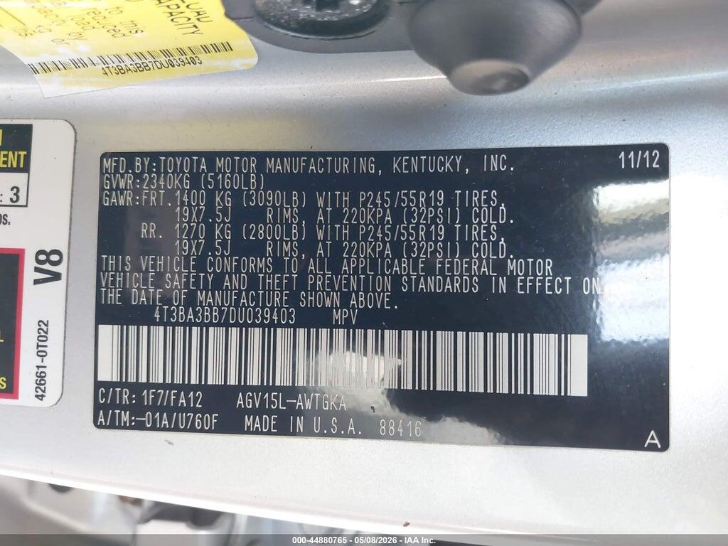 4T3BA3BB7DU039403 2013 TOYOTA VENZA photo no. 9