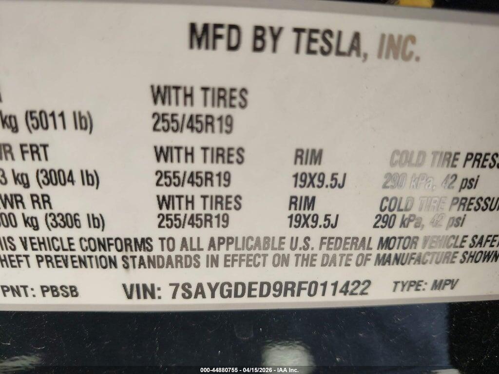 7SAYGDED9RF011422 2024 TESLA MODEL Y photo no. 9