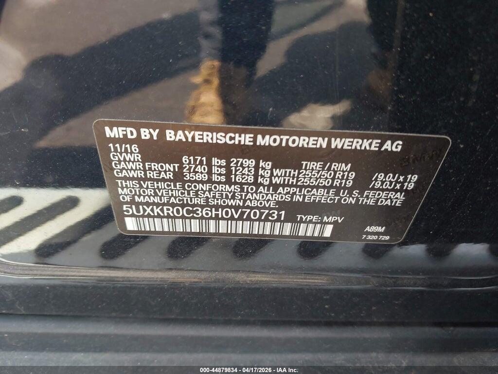 5UXKR0C36H0V70731 2017 BMW X5 photo no. 9