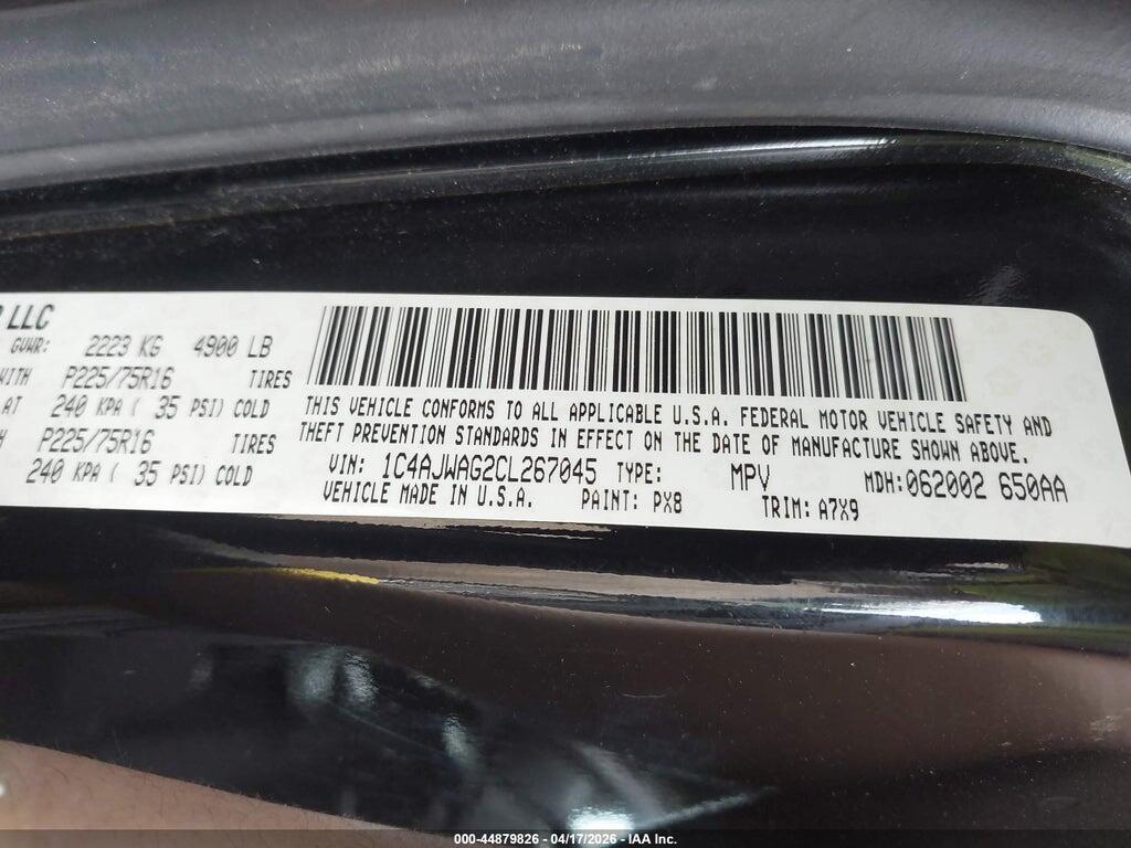 1C4AJWAG2CL267045 2012 JEEP WRANGLER photo no. 9