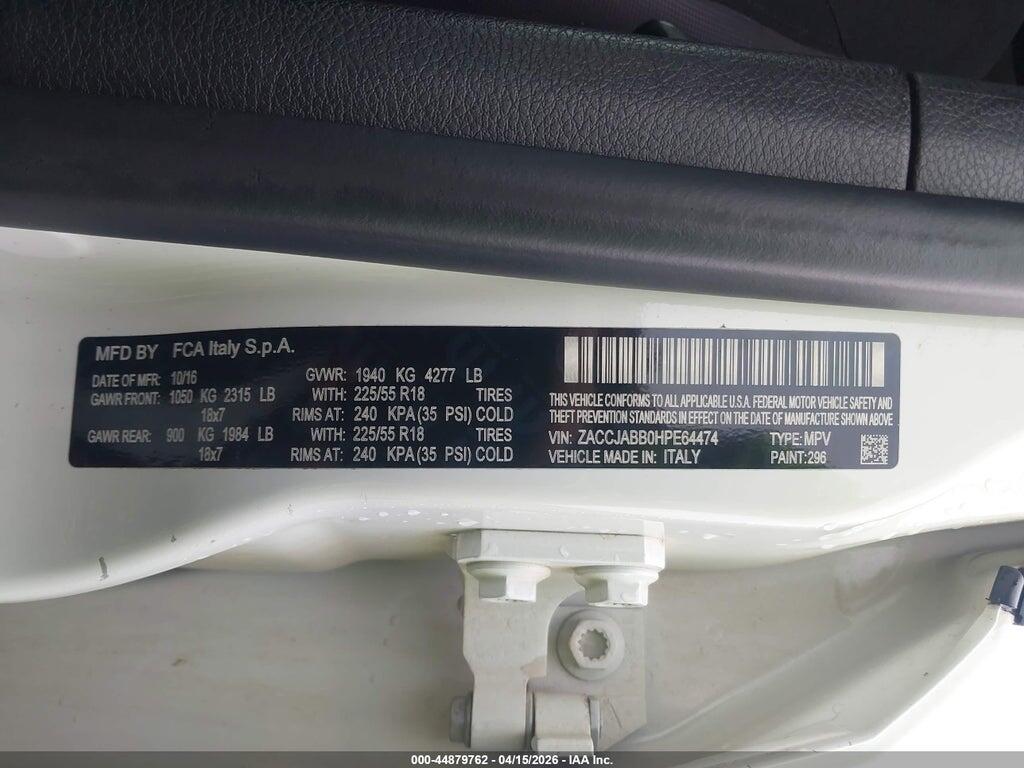 ZACCJABB0HPE64474 2017 JEEP RENEGADE photo no. 9