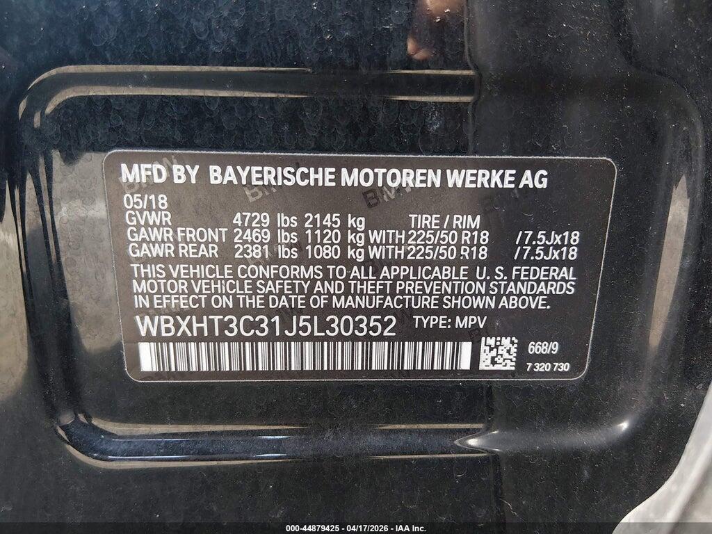 WBXHT3C31J5L30352 2018 BMW X1 photo no. 9