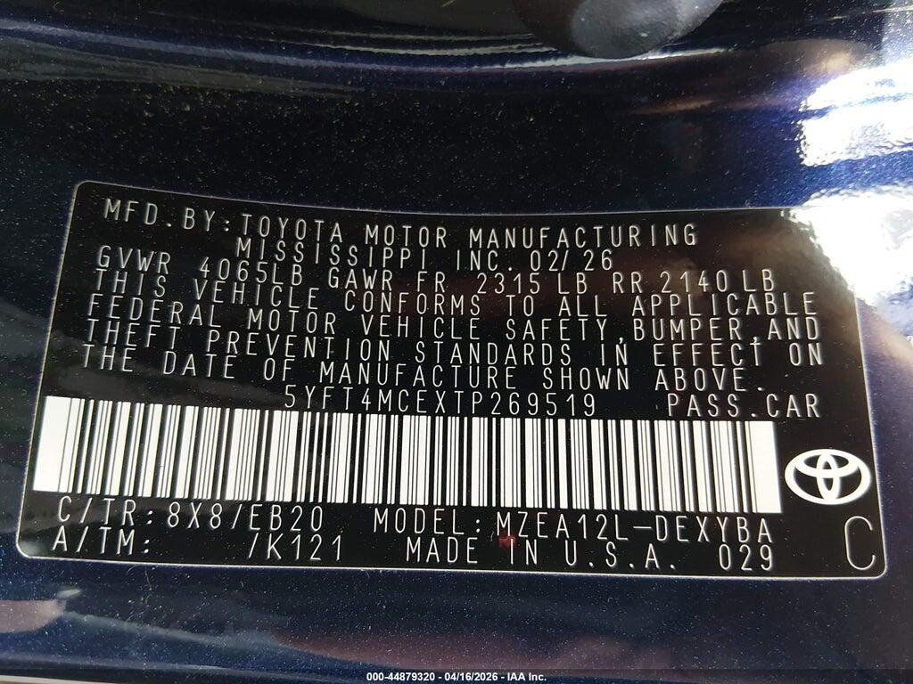 5YFT4MCEXTP269519 2026 TOYOTA COROLLA photo no. 9