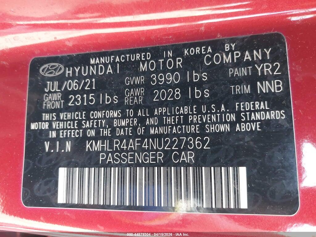 KMHLR4AF4NU227362 2022 HYUNDAI ELANTRA photo no. 9