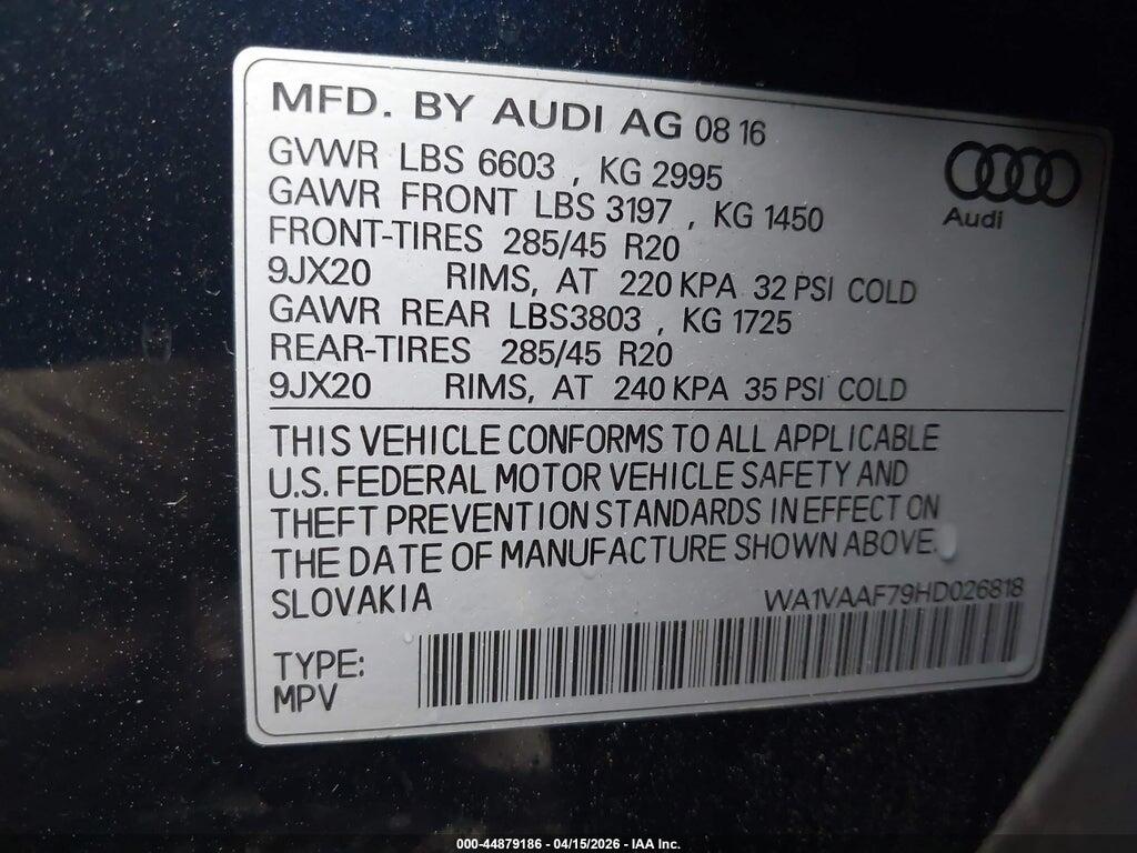 WA1VAAF79HD026818 2017 AUDI Q7 photo no. 9