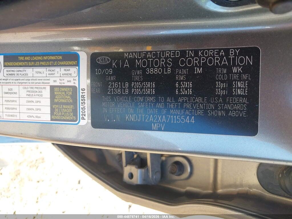 KNDJT2A2XA7115544 2010 KIA SOUL photo no. 9