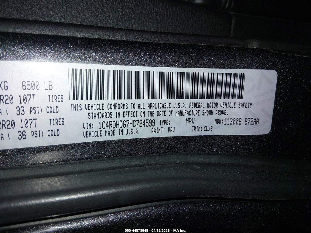 1C4RDHDG7HC724599 2017 DODGE DURANGO photo no. 9