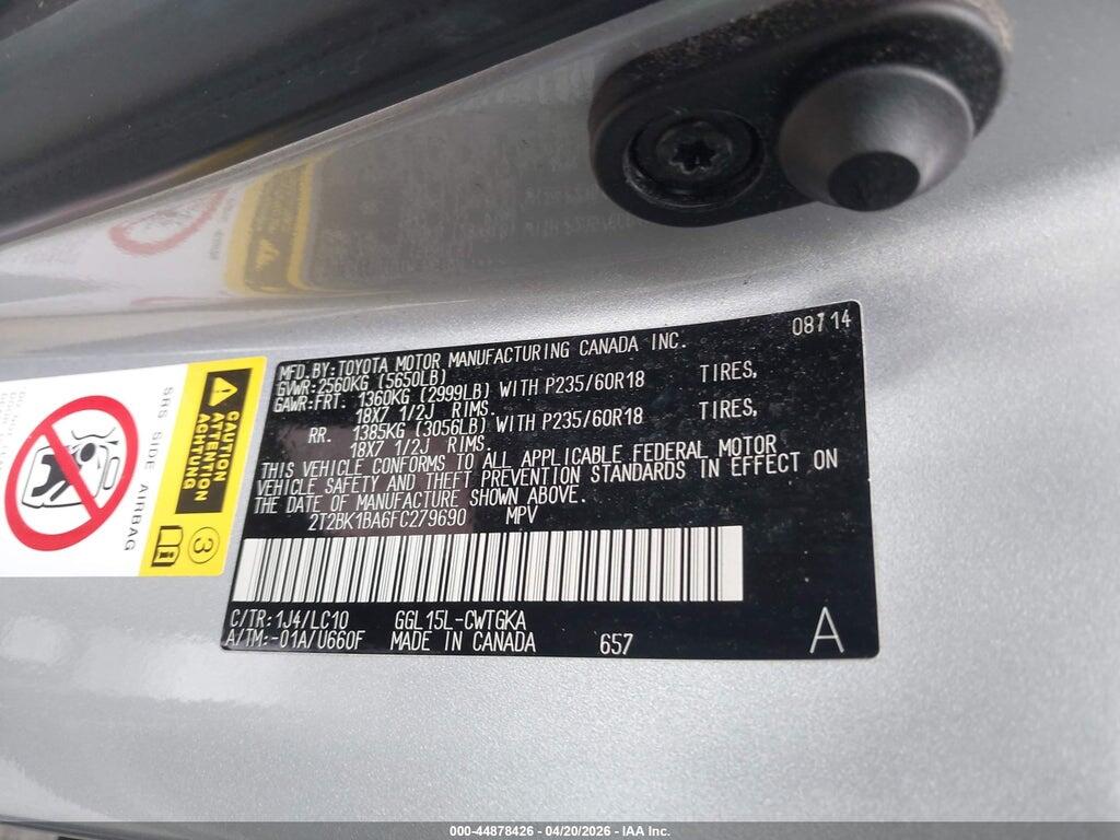 2T2BK1BA6FC279690 2015 LEXUS RX 350 photo no. 9