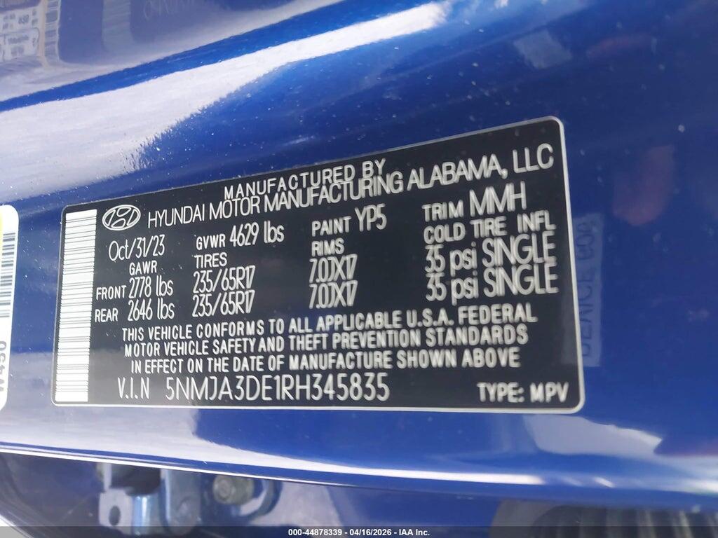 5NMJA3DE1RH345835 2024 HYUNDAI TUCSON photo no. 9