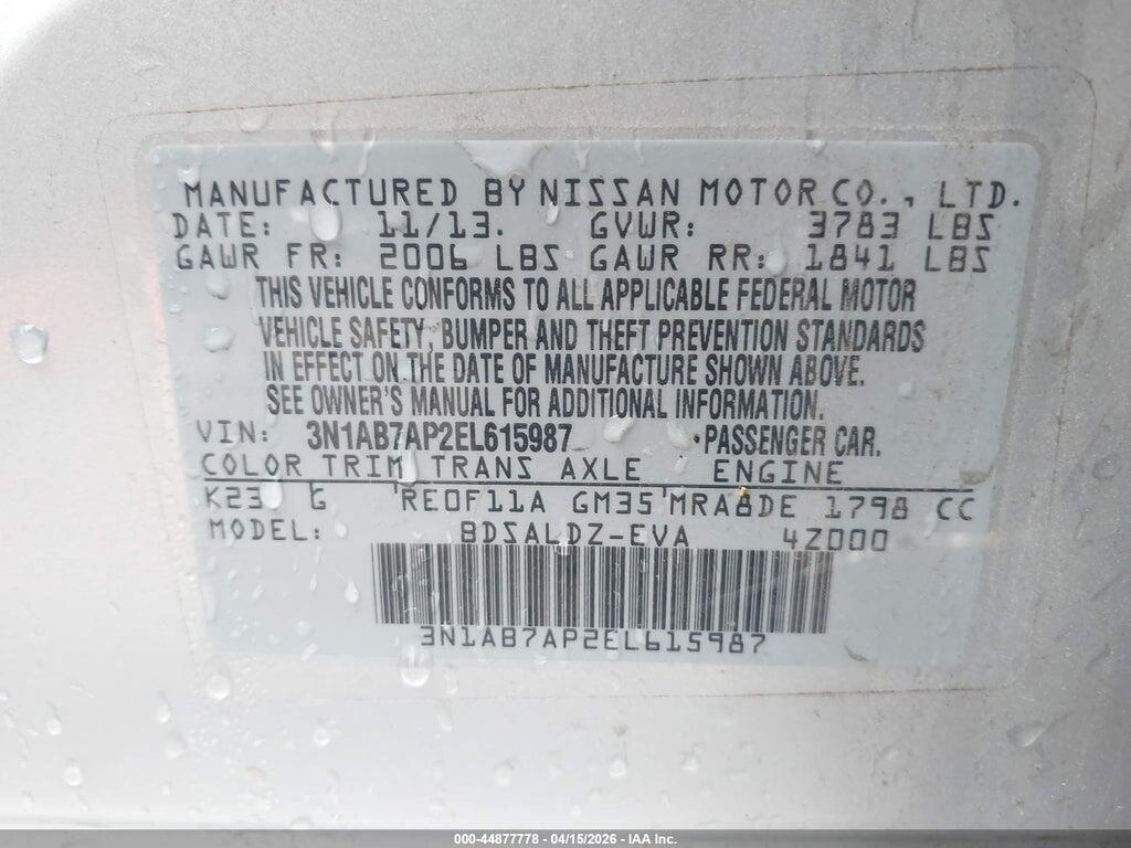 3N1AB7AP2EL615987 2014 NISSAN SENTRA photo no. 9