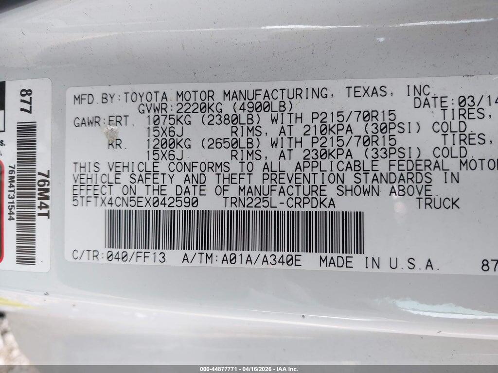 5TFTX4CN5EX042590 2014 TOYOTA TACOMA photo no. 9