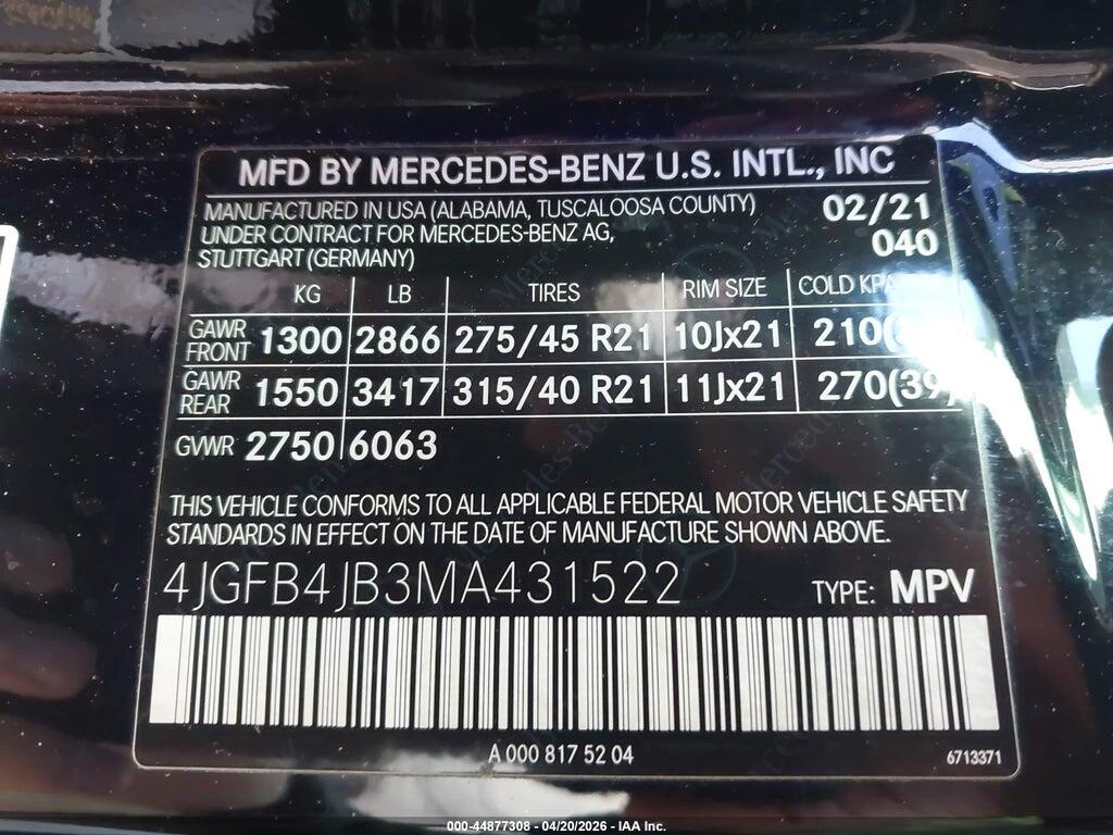 4JGFB4JB3MA431522 2021 MERCEDES-BENZ GLE 350 photo no. 9