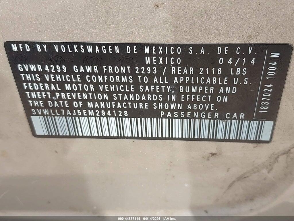 3VWLL7AJ5EM294128 2014 VOLKSWAGEN JETTA photo no. 9