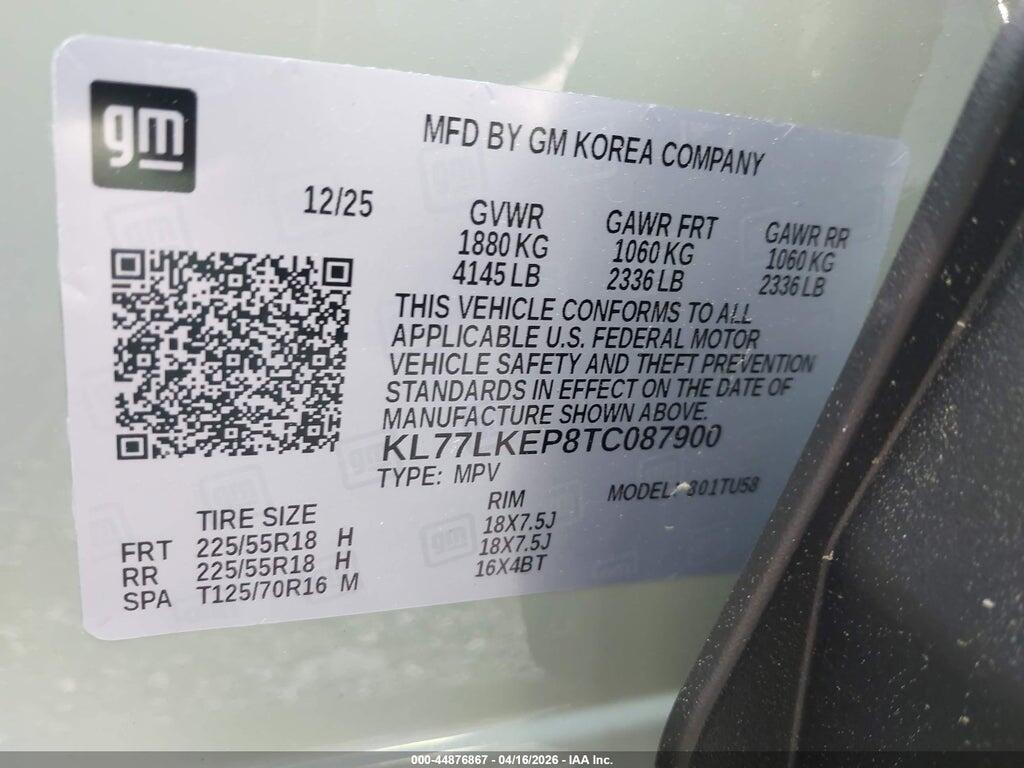 KL77LKEP8TC087900 2026 CHEVROLET TRAX photo no. 9
