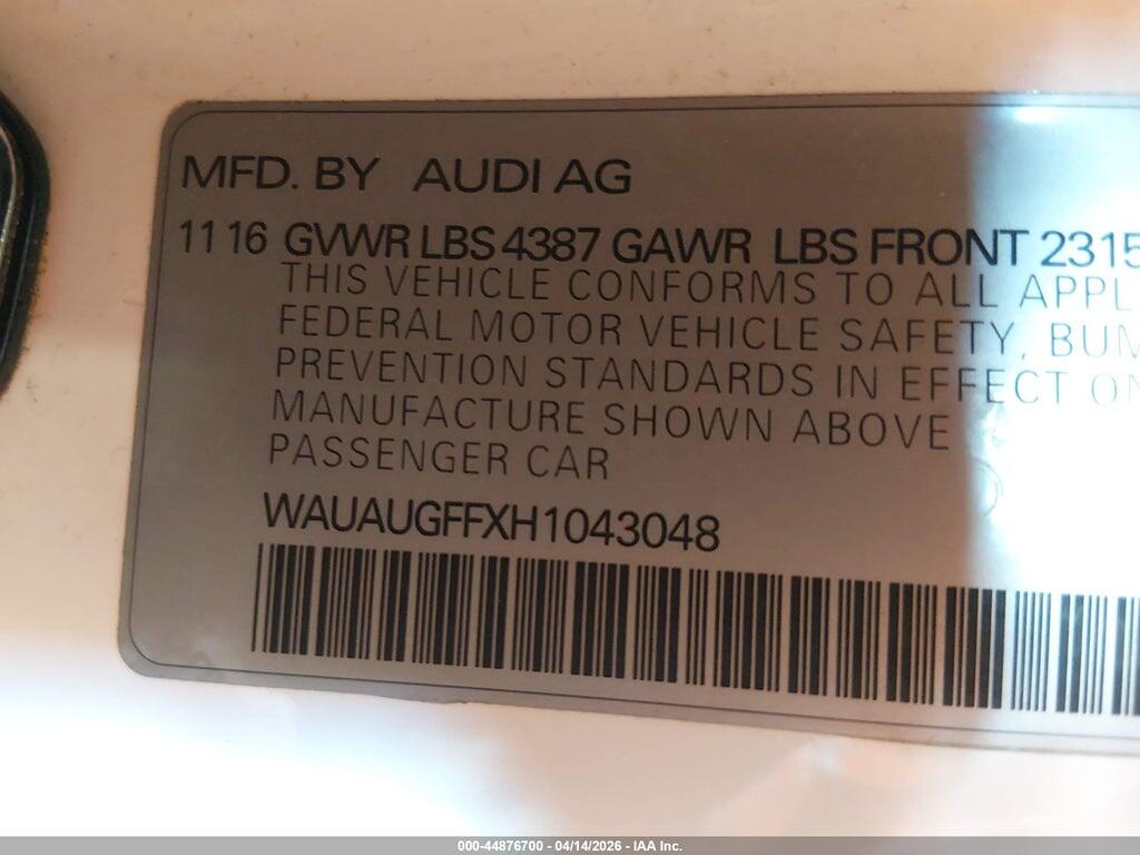 WAUAUGFFXH1043048 2017 AUDI A3 photo no. 9