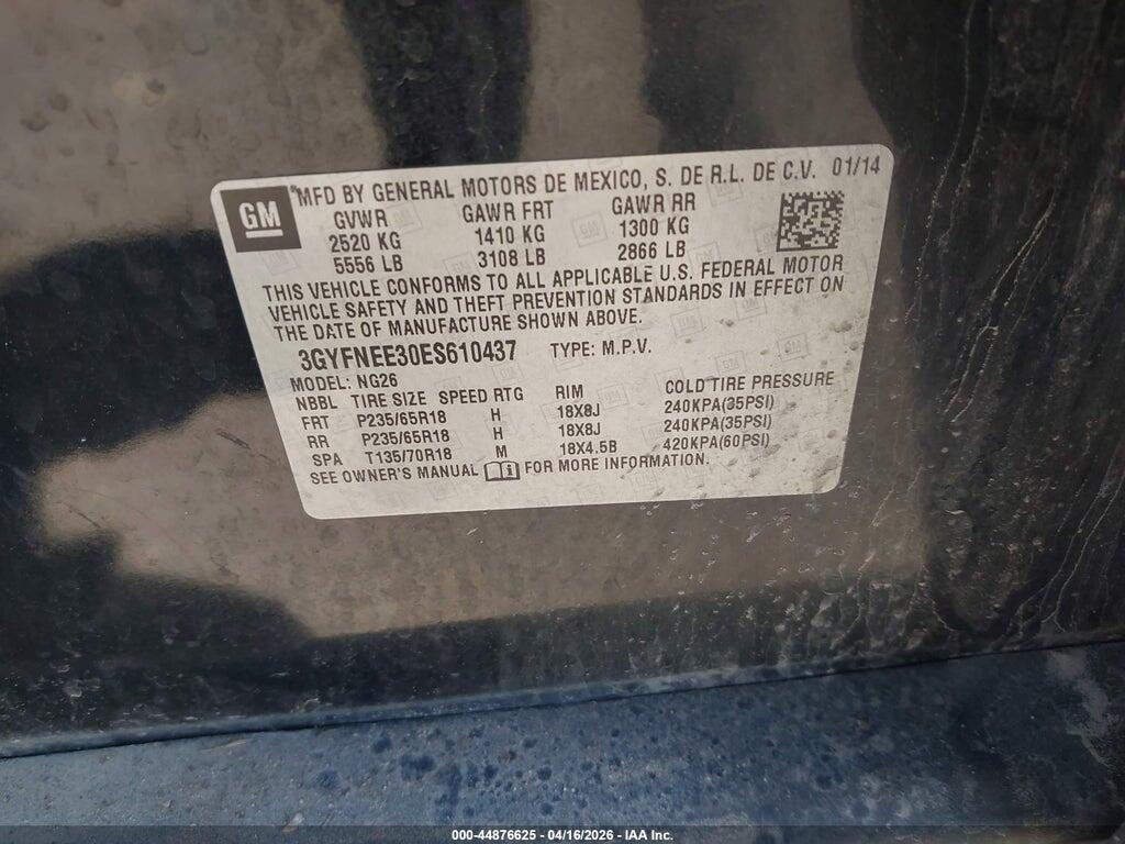 3GYFNEE30ES610437 2014 CADILLAC SRX photo no. 9