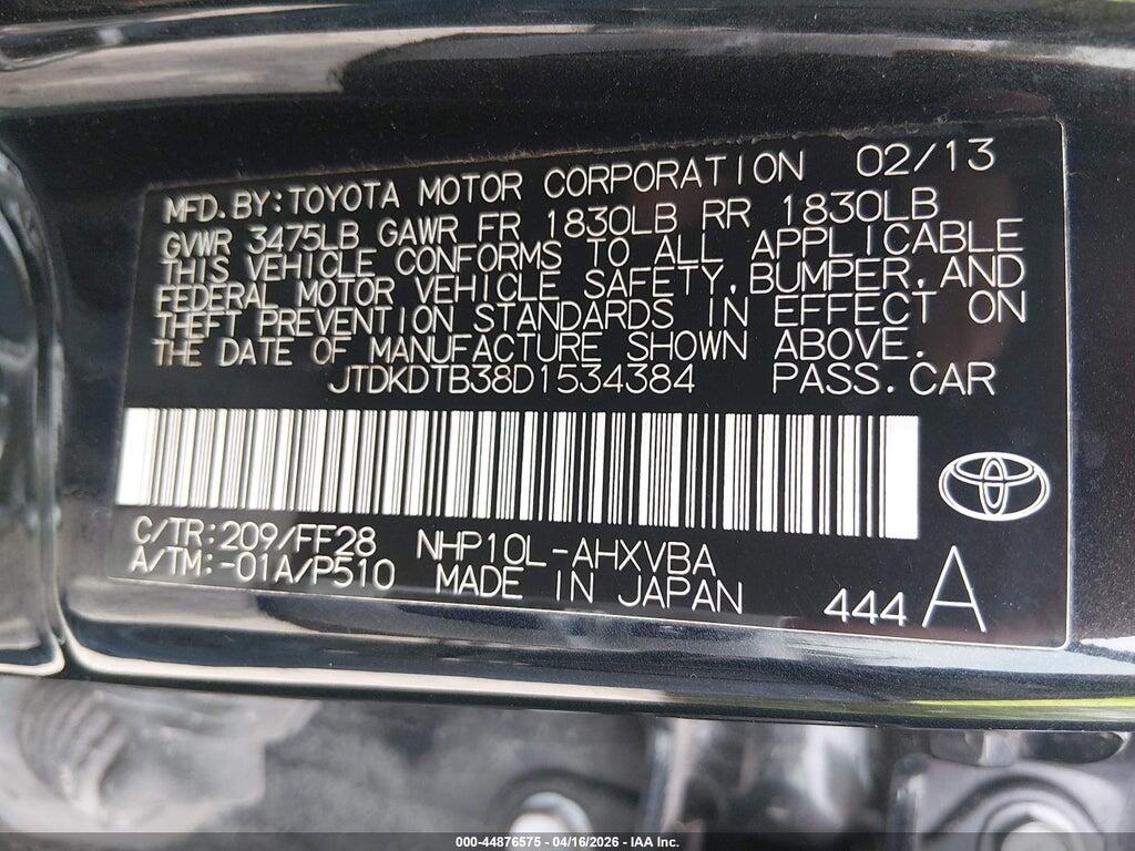 JTDKDTB38D1534384 2013 TOYOTA PRIUS C photo no. 9
