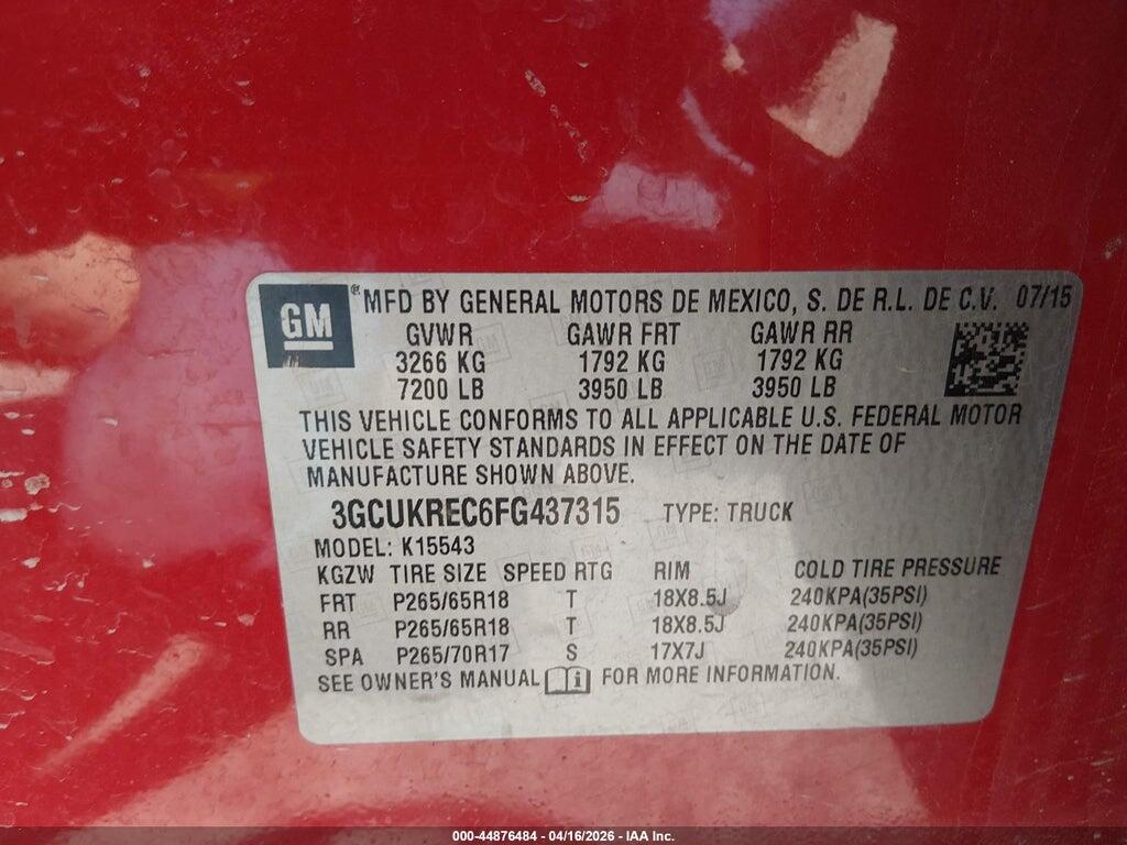 3GCUKREC6FG437315 2015 CHEVROLET SILVERADO 1500 photo no. 9