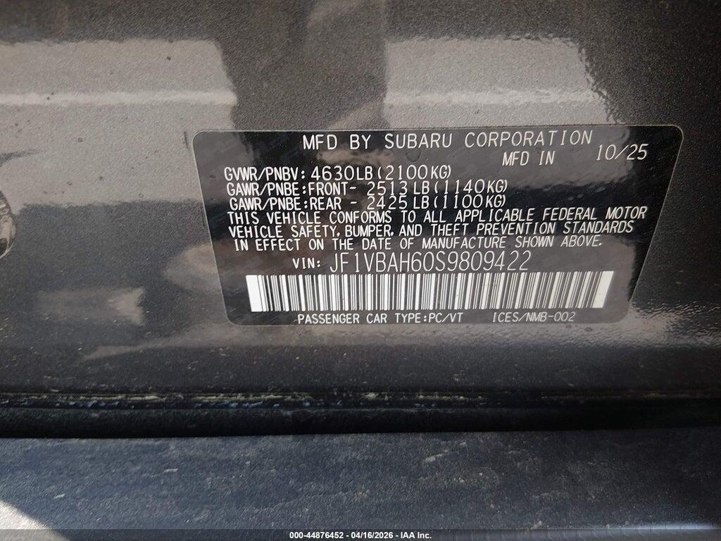 JF1VBAH60S9809422 2025 SUBARU WRX photo no. 9