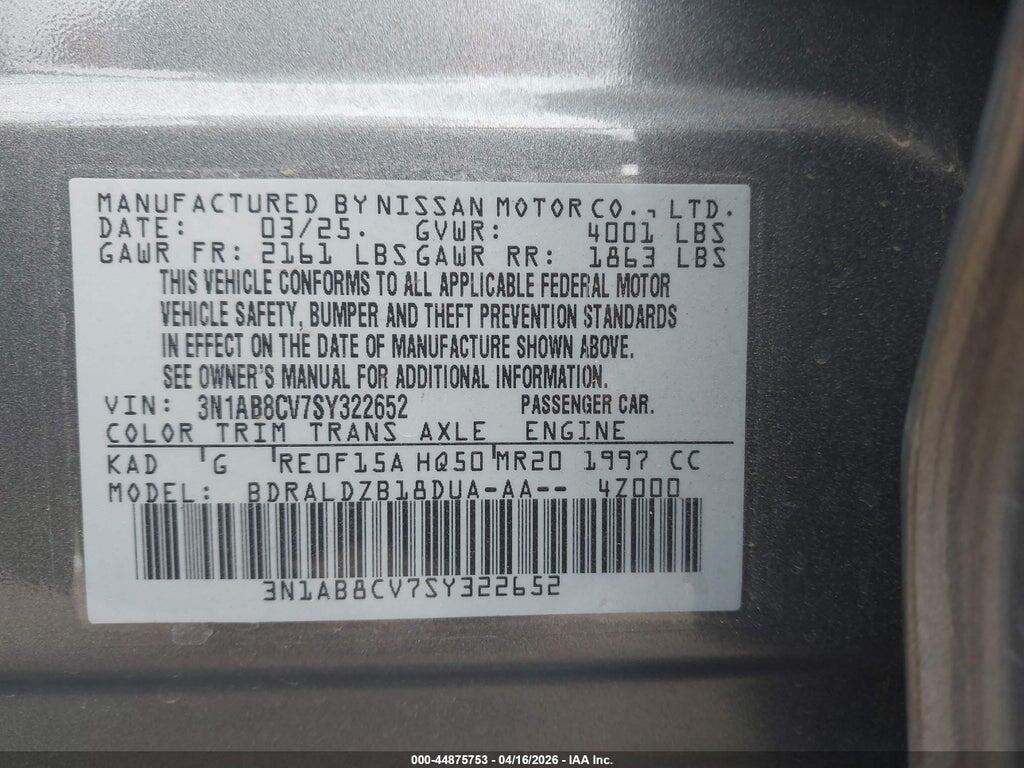 3N1AB8CV7SY322652 2025 NISSAN SENTRA photo no. 9