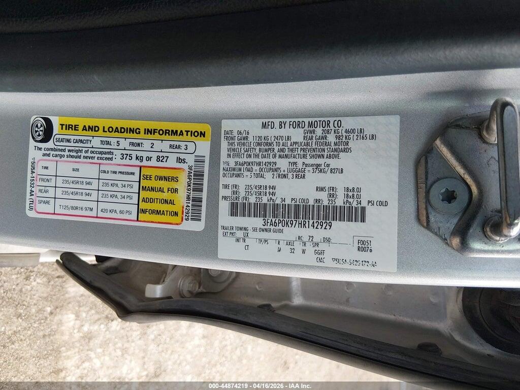 3FA6P0K97HR142929 2017 FORD FUSION photo no. 9