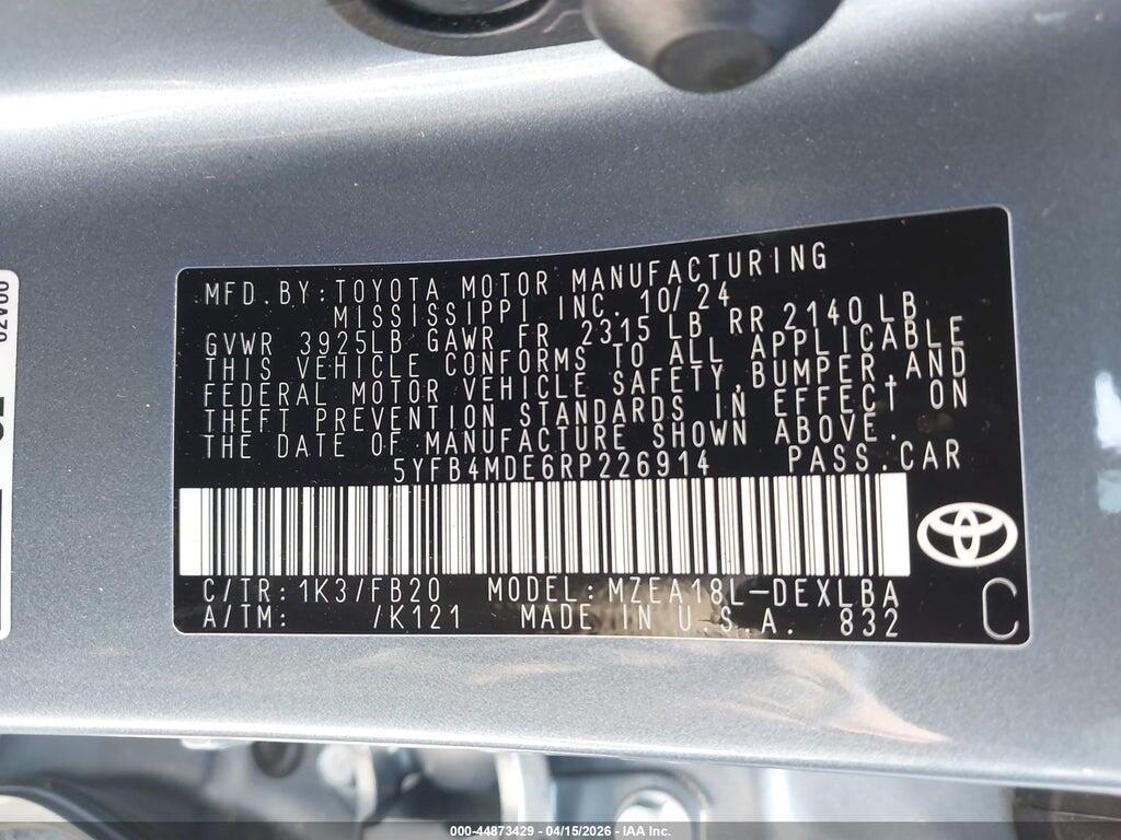 5YFB4MDE6RP226914 2024 TOYOTA COROLLA photo no. 9