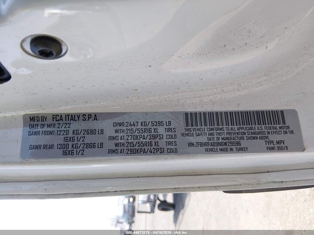 ZFBHRFAB9N6W29596 2022 RAM PROMASTER CITY photo no. 9