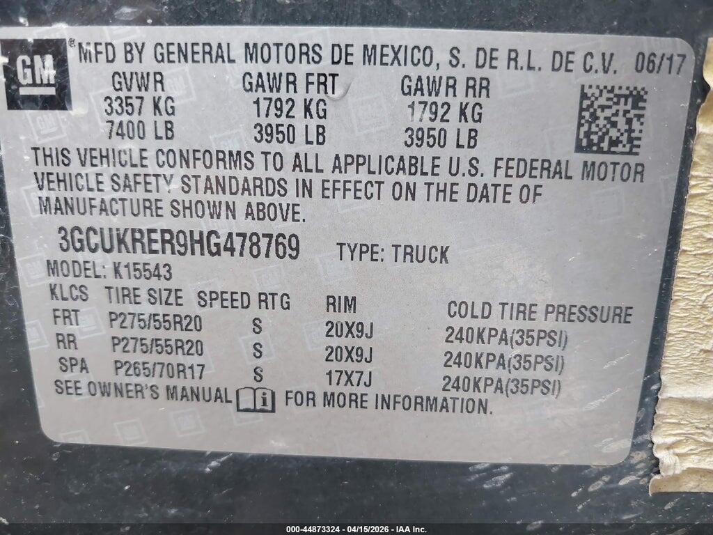 3GCUKRER9HG478769 2017 CHEVROLET SILVERADO 1500 photo no. 9