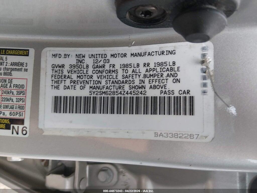 5Y2SM62854Z445242 2004 PONTIAC VIBE photo no. 9