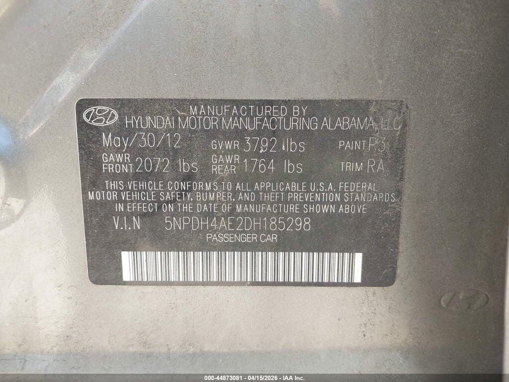 5NPDH4AE2DH185298 2013 HYUNDAI ELANTRA photo no. 9