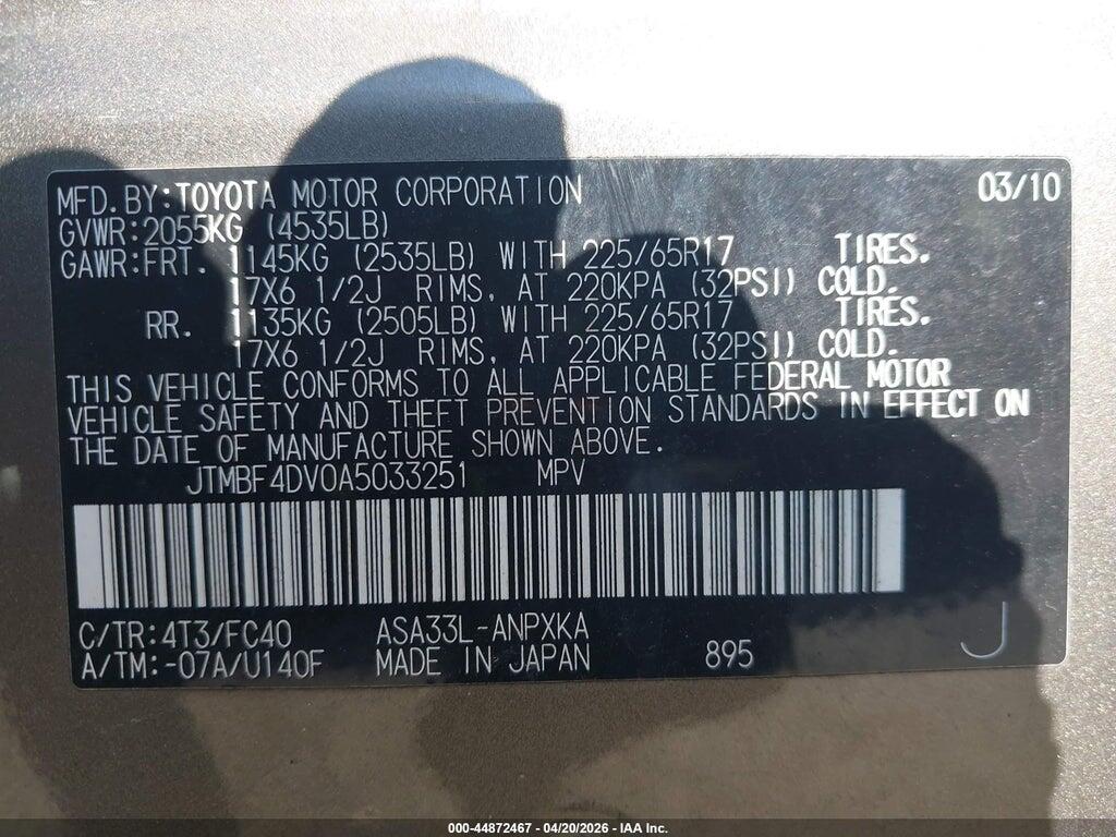 JTMBF4DV0A5033251 2010 TOYOTA RAV4 photo no. 9