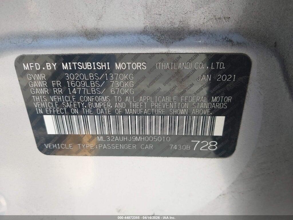 ML32AUHJ9MH005010 2021 MITSUBISHI MIRAGE photo no. 9