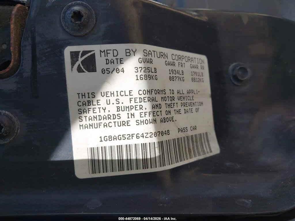 1G8AG52F64Z207048 2004 SATURN ION photo no. 9