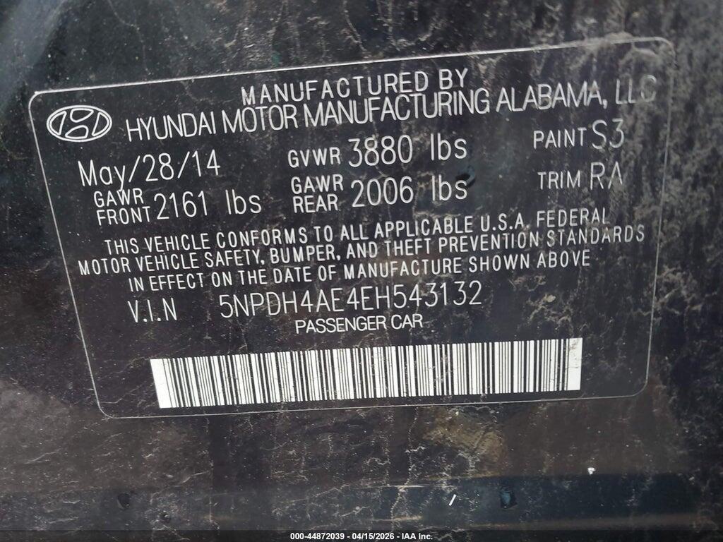 5NPDH4AE4EH543132 2014 HYUNDAI ELANTRA photo no. 9