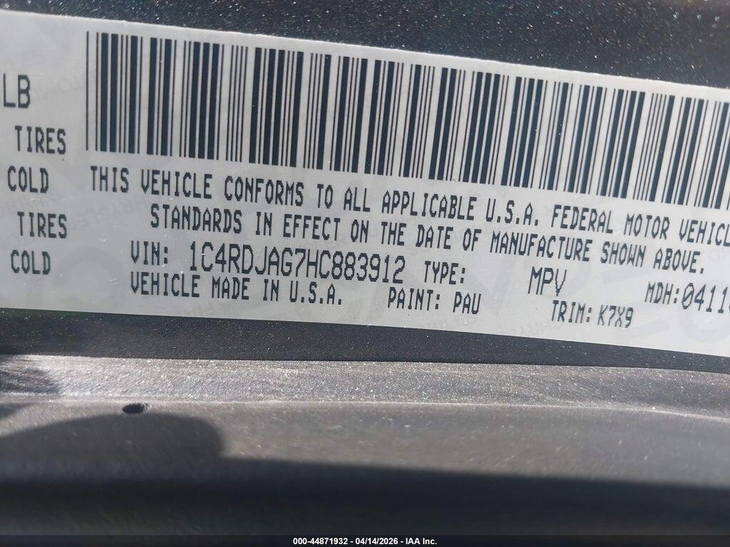 1C4RDJAG7HC883912 2017 DODGE DURANGO photo no. 9