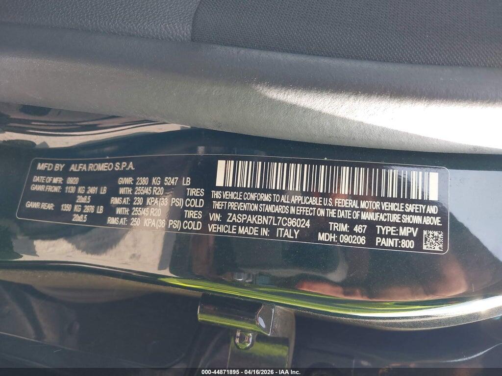 ZASPAKBN7L7C96024 2020 ALFA ROMEO STELVIO photo no. 9