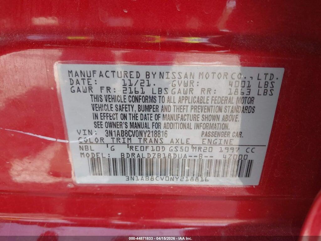3N1AB8CV0NY218816 2022 NISSAN SENTRA photo no. 9