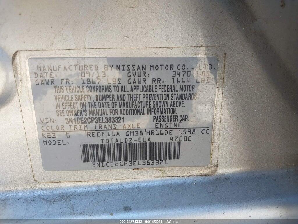 3N1CE2CP3EL383321 2014 NISSAN VERSA NOTE photo no. 9