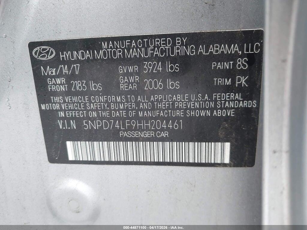 5NPD74LF9HH204461 2017 HYUNDAI ELANTRA photo no. 9
