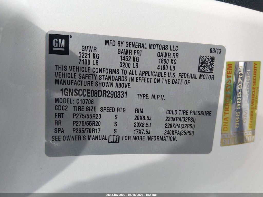 1GNSCCE08DR290331 2013 CHEVROLET TAHOE photo no. 9