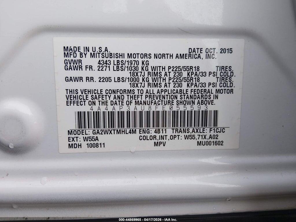 4A4AP3AU8FE055593 2015 MITSUBISHI OUTLANDER SPORT photo no. 9