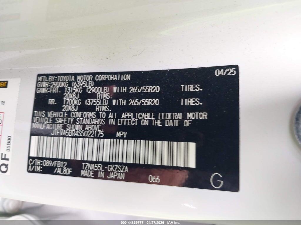 JTEVA5BR4S5022175 2025 TOYOTA 4RUNNER photo no. 9