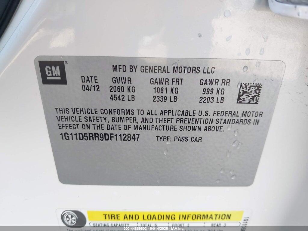 1G11D5RR9DF112847 2013 CHEVROLET MALIBU photo no. 9