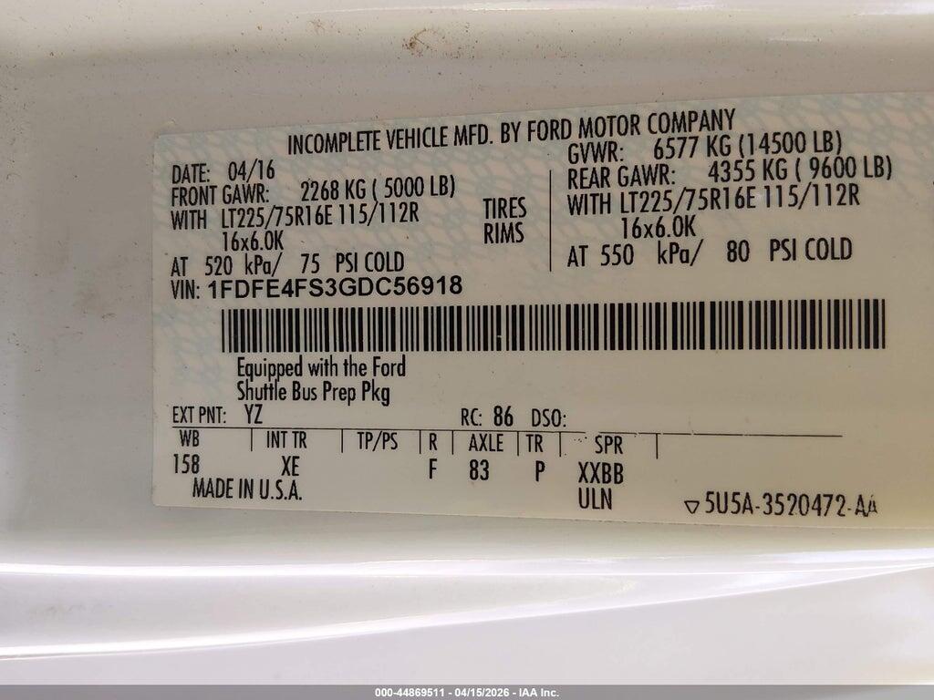 1FDFE4FS3GDC56918 2016 FORD BUS E-450 CUTAWAY photo no. 8