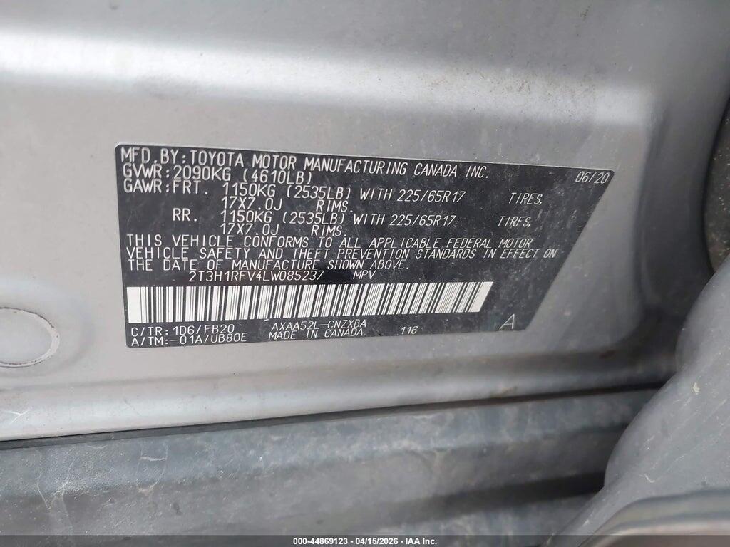 2T3H1RFV4LW085237 2020 TOYOTA RAV4 photo no. 9
