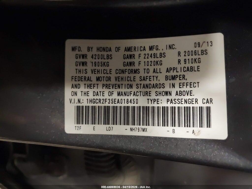 1HGCR2F35EA018450 2014 HONDA ACCORD photo no. 9