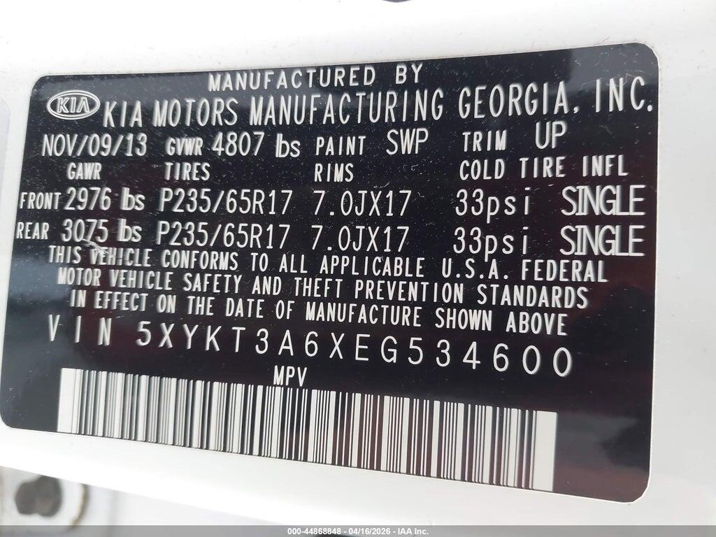 5XYKT3A6XEG534600 2014 KIA SORENTO photo no. 9