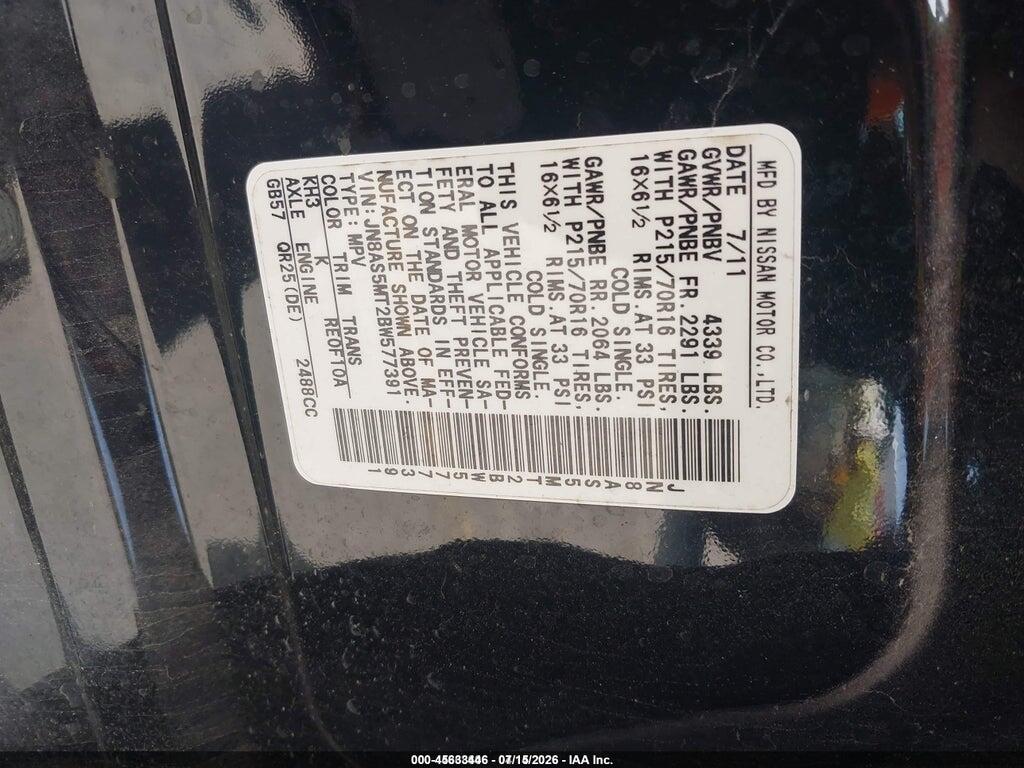 JN8AS5MT2BW577391 2011 NISSAN ROGUE photo no. 9
